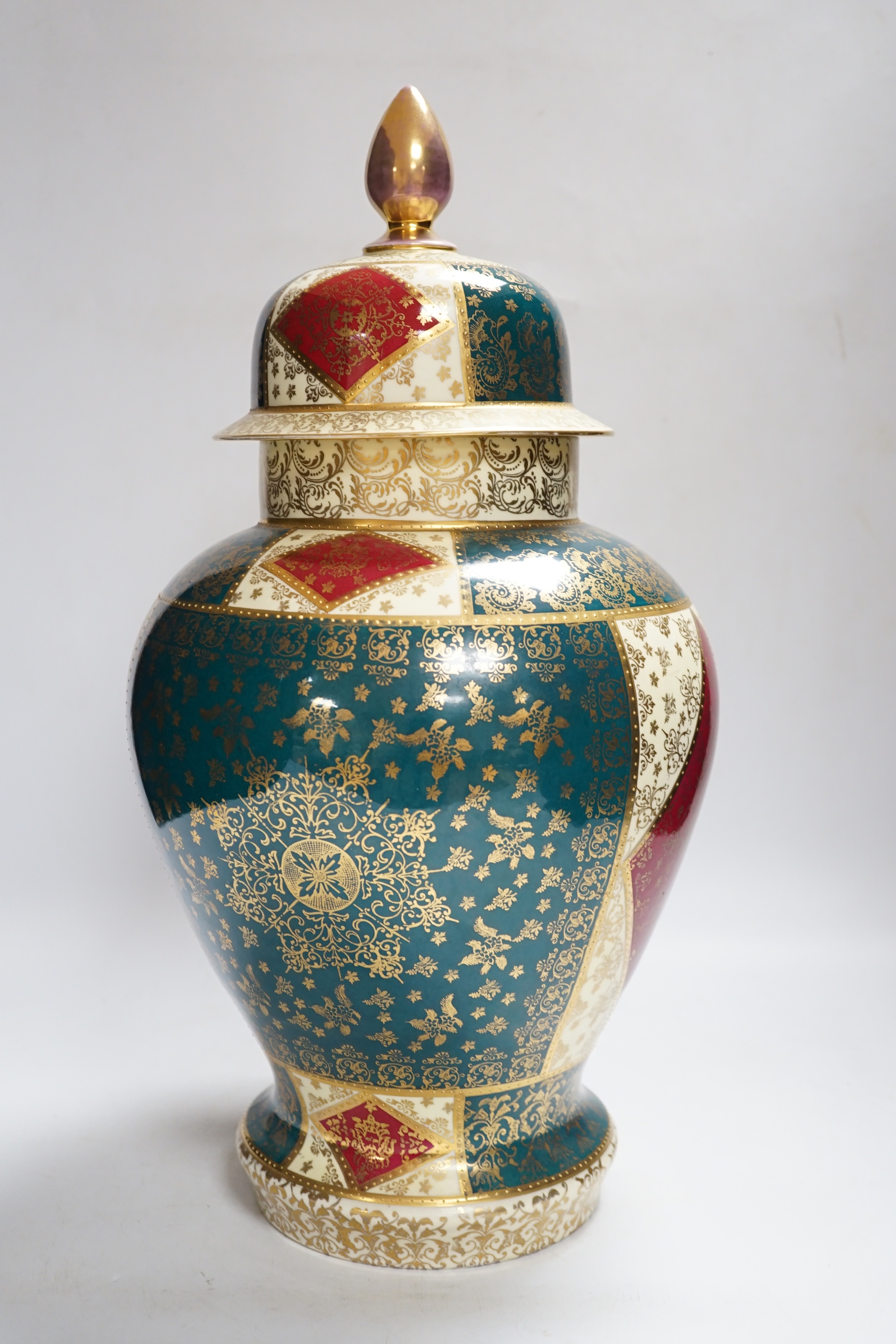 A Vienna style porcelain vase and cover, 43cm